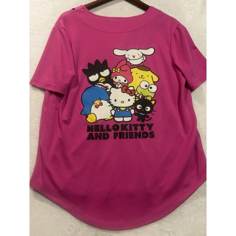 Hello Kitty And Friends Sanrio  Hybrid Baseball Jersey Hot Pink Med Adult Snag‎